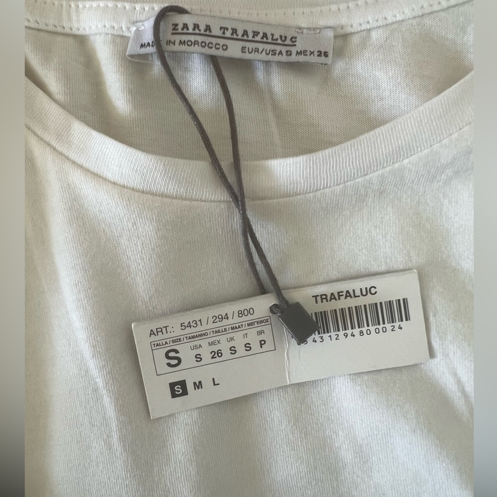 Zara White cotton Tshirt black lace - Picture 5 of 8